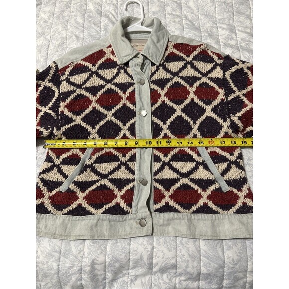 Free People XS/S Lakeside Denim Jacket We The Free Knit - Picture 14 of 15